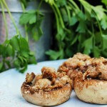 Funghi ripieni di salsiccia/ Sausage stuffed mushrooms.