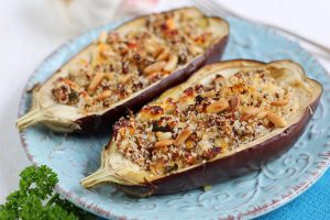 Greek style stuffed eggplants.