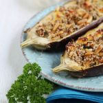 Melanzane ripiene "alla greca"/ Greek style stuffed eggplants.