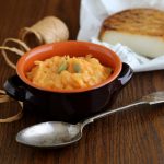 Carrot, potato and cardamom purée.