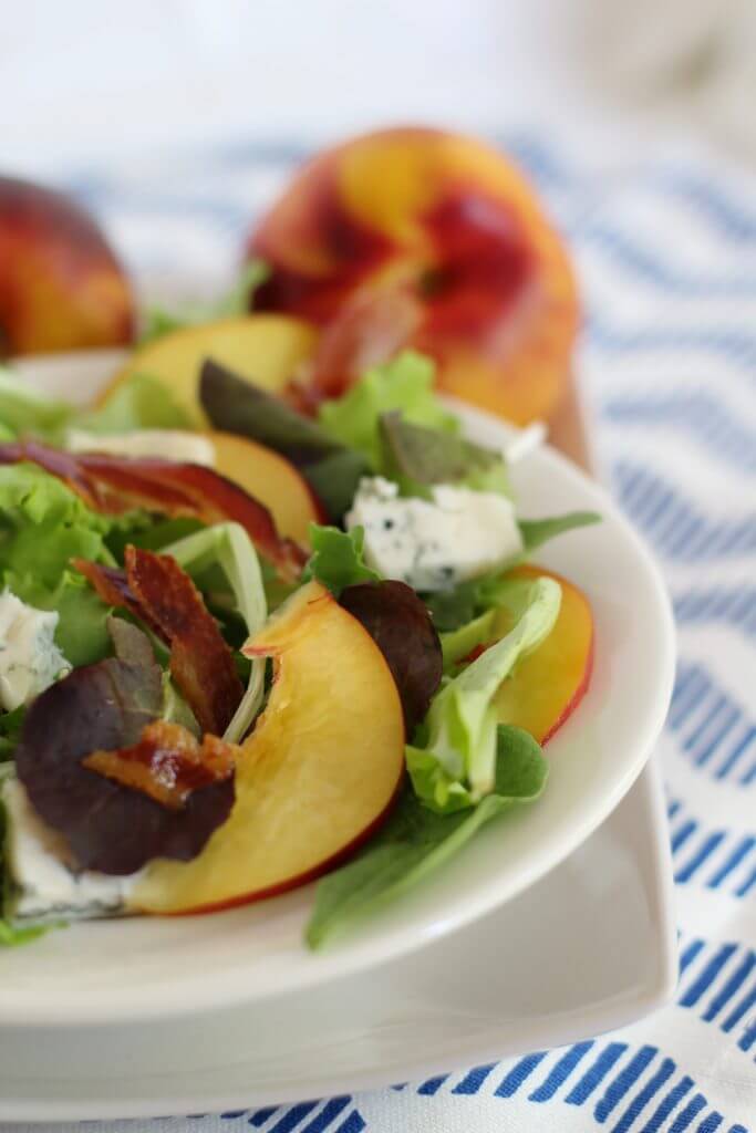 Bacon, peach and blue cheese salad.