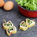 Omelette rolls with goat’s cheese.