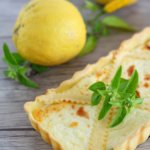 Soft cheese, lemon and basil salty tart.