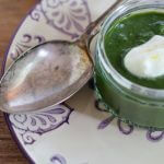 Crema di spinaci con spuma di squacquerone.