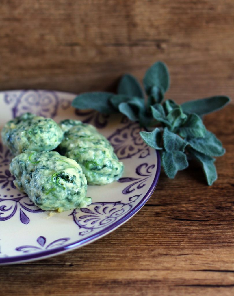 Gnudi toscani, Tuscan ricotta cheese and spinach dumplings.