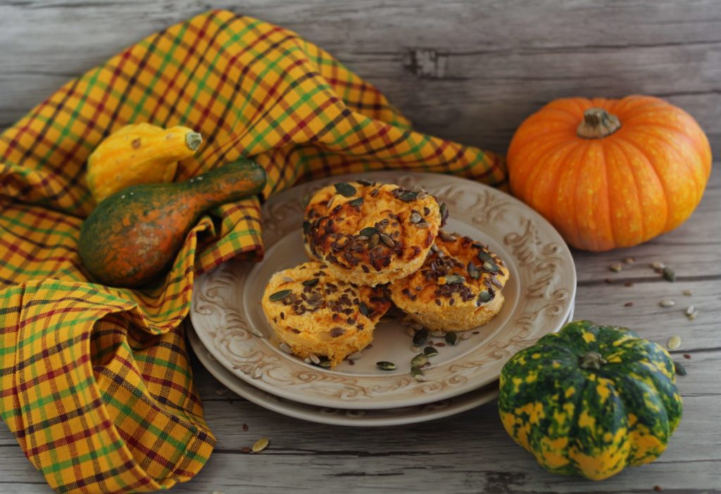 Healthy pumpkin and ricotta savoury cakes.