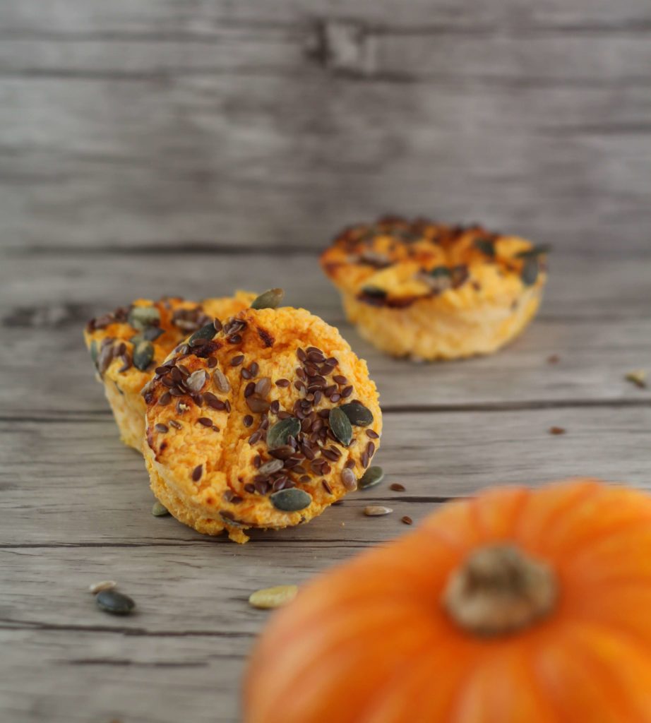 Healthy pumpkin and ricotta savoury cakes.