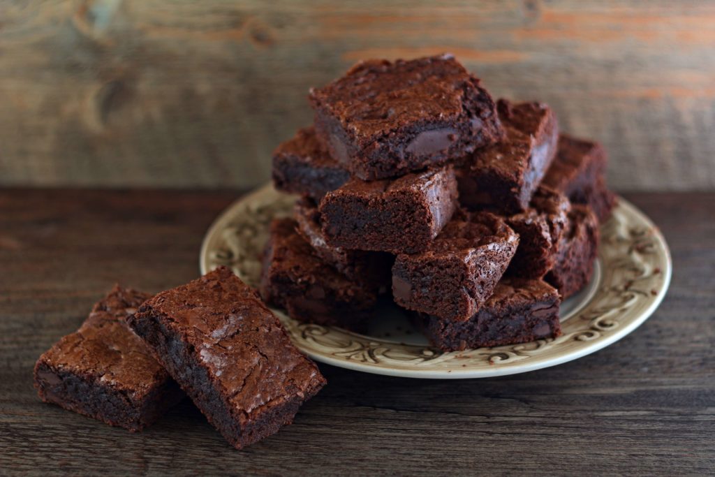 Dark chocolate brownies.