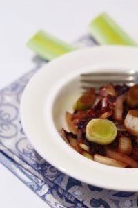 Padellata di radicchio e porri all'aceto balsamico