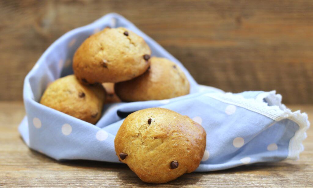 Sweet bread buns with chocolate drops.