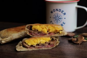 Rye flatbread turnovers with English filling