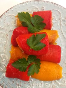 Bell pepper and tuna rolls.