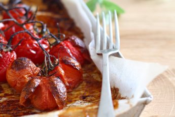 Roasted cherry tomatoes or " red drug".