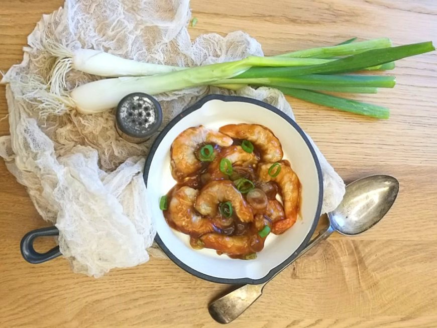 Gamberi piccanti alla salsa di soia e Bourbon.