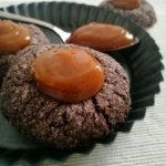 Chocolate thumbprint cookies with dulce de leche.