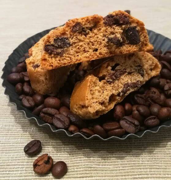 Coffee and chocolate cantucci ( Tuscan biscotti).