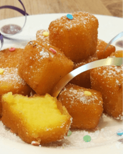Deep fried sweet egg custard.