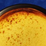 White chocolate, gluten free cheesecake with crunchy caramel topping.